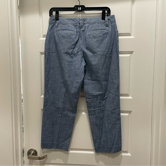 Lands' End Blue Chambray 100% Cotton Cropped Capri Slim Leg Pants 4P - Picture 6 of 6